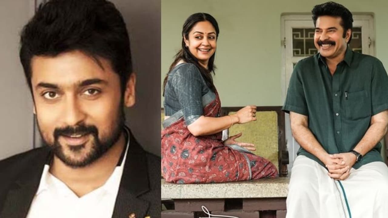 ഹൃദയസ്പർശിയായ സിനിമ വരുന്നെന്ന് സൂര്യ; മറുപടിയുമായി മമ്മൂട്ടി, ശ്രദ്ധനേടി 'കാതൽ' ഫസ്റ്റ് ലുക്ക് ഹൃദയസ്പർശിയായ സിനിമ വരുന്നെന്ന് സൂര്യ; മറുപടിയുമായി മമ്മൂട്ടി, ശ്രദ്ധനേടി 'കാതൽ' ഫസ്റ്റ് ലുക്ക്