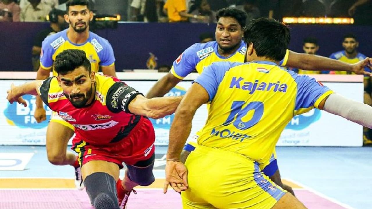 Pro Kabaddi League: ತಮಿಳ್ ತಲೈವಾಸ್ ಬಗ್ಗುಬಡಿದ ಬೆಂಗಳೂರು ಬುಲ್ಸ್ ಮತ್ತೆ ನಂ.1 Pro Kabaddi League: ತಮಿಳ್ ತಲೈವಾಸ್ ಬಗ್ಗುಬಡಿದ ಬೆಂಗಳೂರು ಬುಲ್ಸ್ ಮತ್ತೆ ನಂ.1