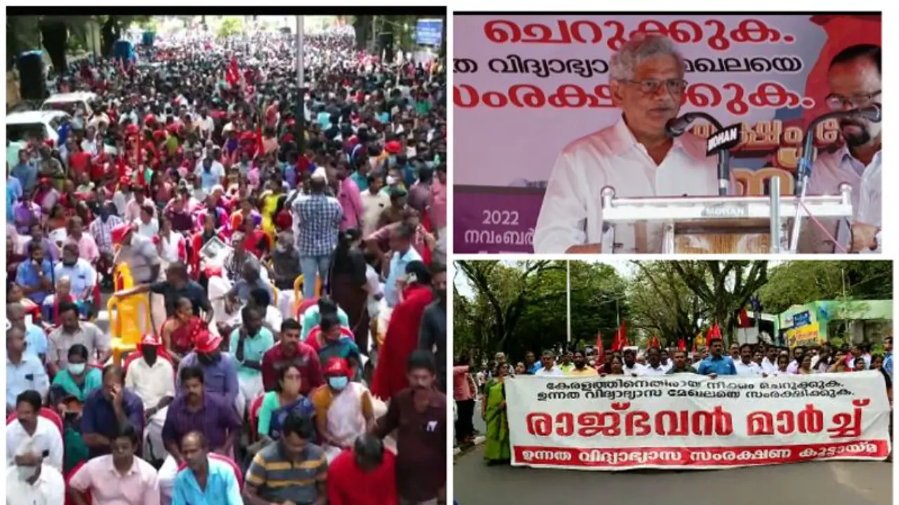 'ഹിന്ദുത്വ അജൻഡ നടപ്പാക്കാൻ അനുവദിക്കില്ല', ഗവർണർക്കെതിരെ രാജ്ഭവൻ വളഞ്ഞ് എൽഡിഎഫ് കൂറ്റൻ മാർച്ച്