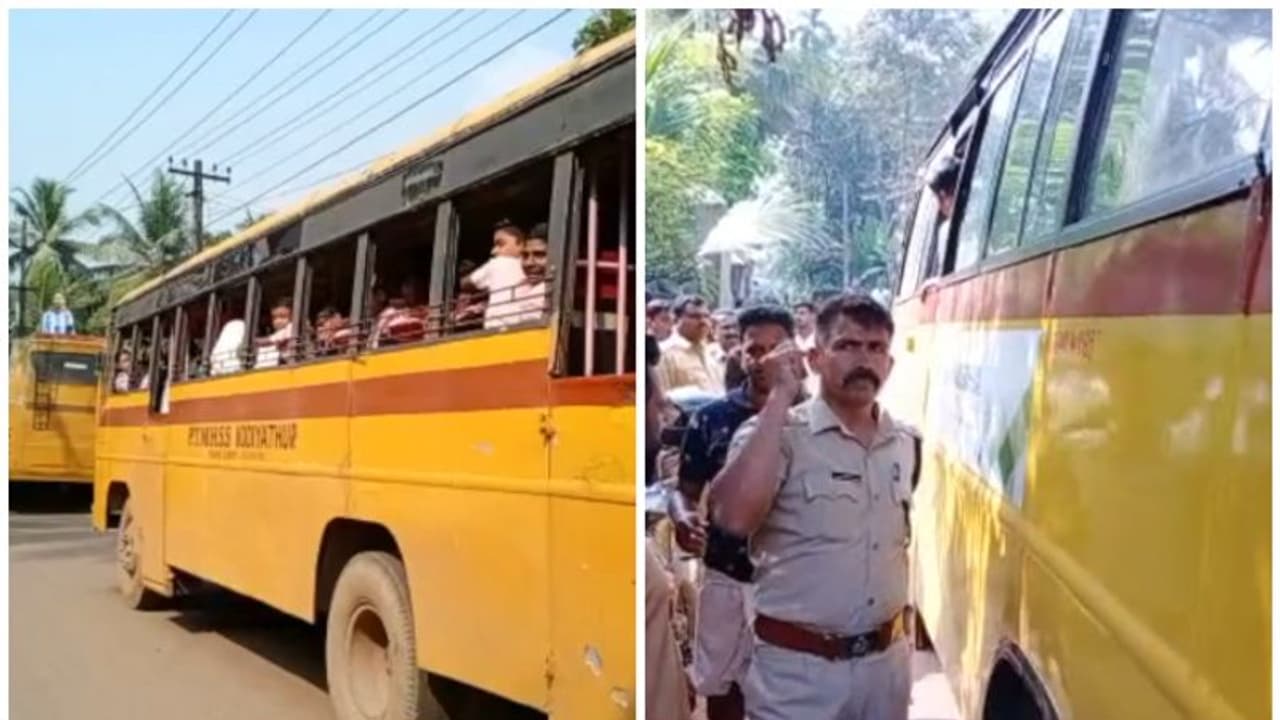 കോഴിക്കോട് സ്കൂൾ ബസുകൾ നാട്ടുകാർ തടഞ്ഞ് നാട്ടുകാരുടെ പ്രതിഷേധം കോഴിക്കോട് സ്കൂൾ ബസുകൾ നാട്ടുകാർ തടഞ്ഞ് നാട്ടുകാരുടെ പ്രതിഷേധം