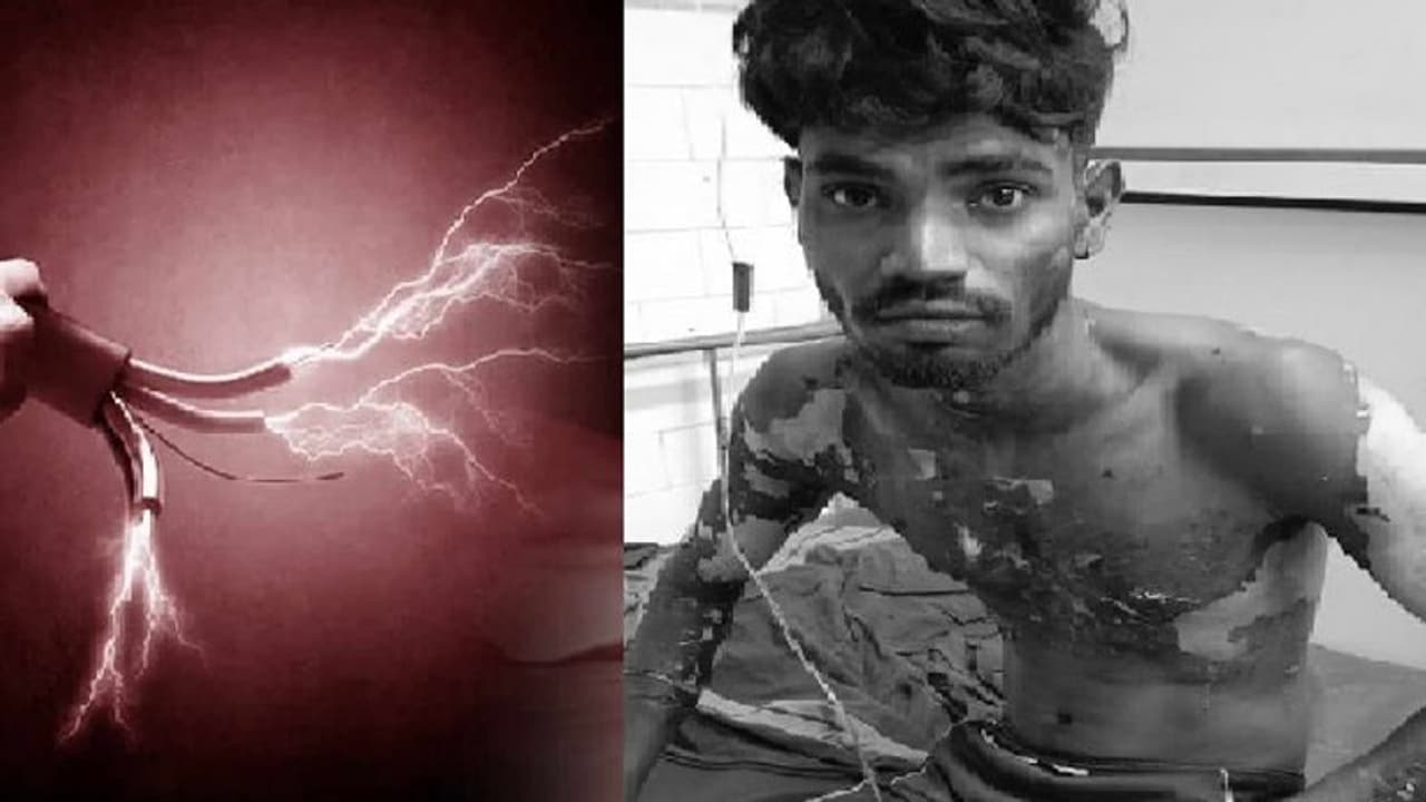 மின்கம்பத்தில் சாய்ந்து போன் பேசிய இளைஞர்… மின்சாரம் பாய்ந்து தூக்கி வீசப்பட்டதால் அதிர்ச்சி!! 