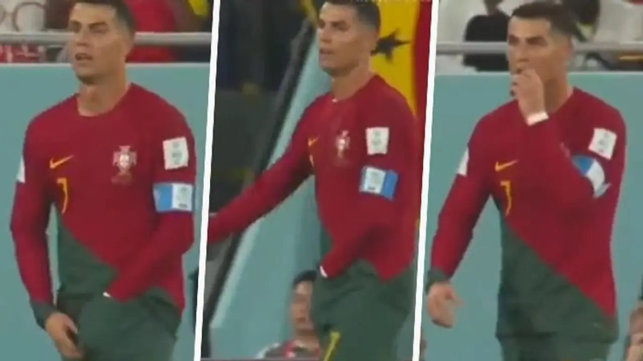 Caught on tape! Ronaldo's weird snacking moment during Portugal vs Ghana at World Cup 2022 will drive you nuts Caught on tape! Ronaldo's weird snacking moment during Portugal vs Ghana at World Cup 2022 will drive you nuts