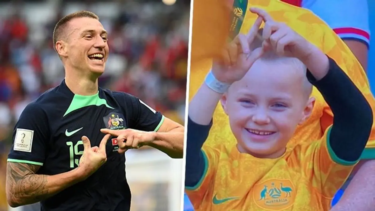 Mitchell Duke's special moment with son after leading Australia to World Cup 2022 win over Tunisia wins hearts