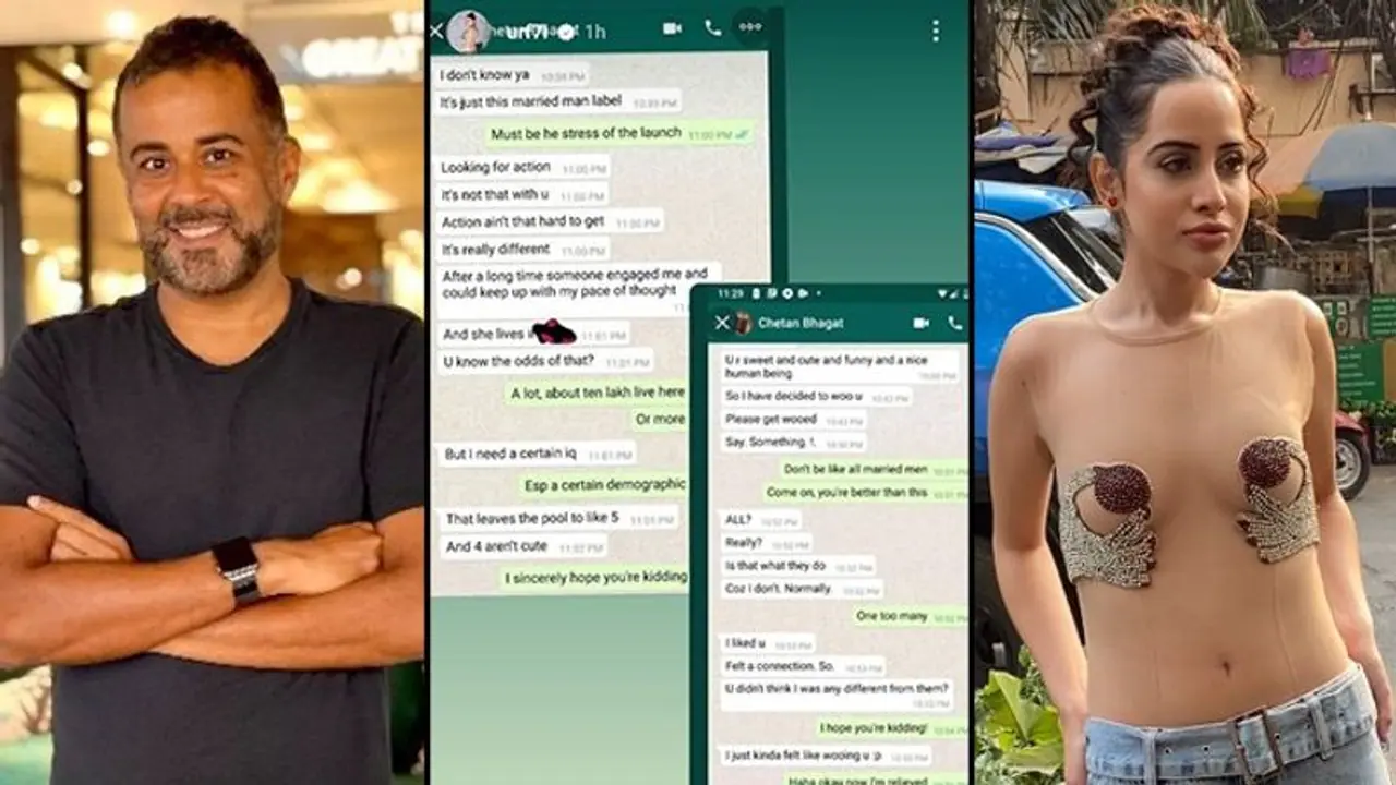 ಚೇತನ್ ಭಗತ್ ವಿರುದ್ಧ ಉರ್ಫಿ ಕಿಡಿ; '2 ಸ್ಟೇಟ್ಸ್' ಲೇಖಕನ ವಾಟ್ಸಪ್ ಚಾಟ್ ಲೀಕ್ ಮಾಡಿ ಸಿಡಿದೆದ್ದ ನಟಿ