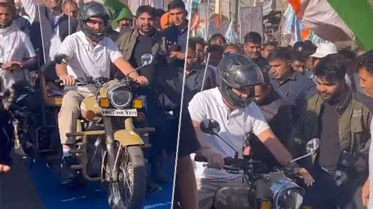 Bharat Jodo Yatra: Rahul Gandhi goes on 'biker mode' in Madhya Pradesh; watch video Bharat Jodo Yatra: Rahul Gandhi goes on 'biker mode' in Madhya Pradesh; watch video