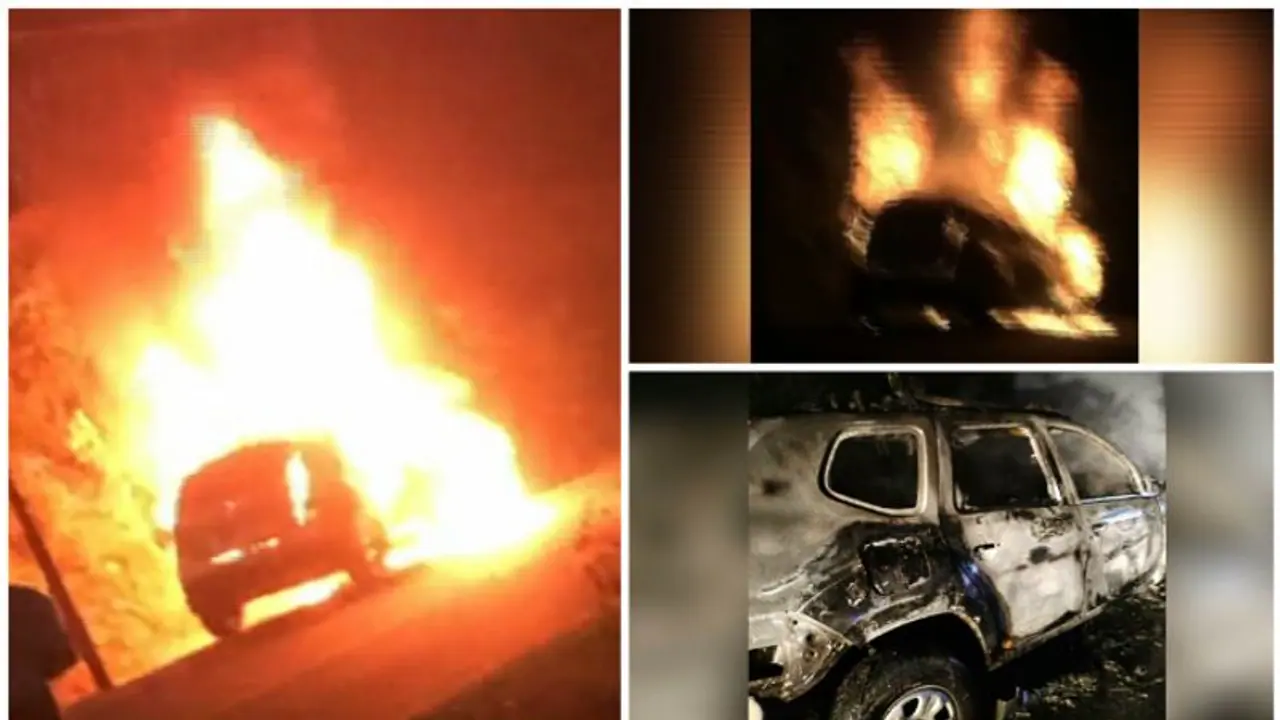 சேலத்தில் கார்கள் மோதி பயங்கர தீ விபத்து; 5 பேர் அதிர்ஷ்டவசமாக உயிர் தப்பினர் சேலத்தில் கார்கள் மோதி பயங்கர தீ விபத்து; 5 பேர் அதிர்ஷ்டவசமாக உயிர் தப்பினர்