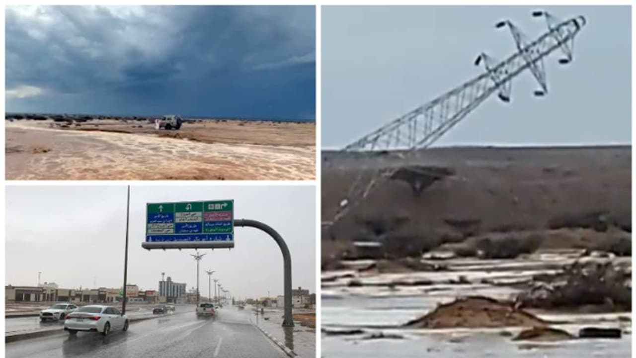 സൗദി അറേബ്യയിൽ ശക്തമായ കാറ്റും മഴയും; വൈദ്യുതി ടവറുകളും പോസ്റ്റുകളും നിലംപൊത്തി സൗദി അറേബ്യയിൽ ശക്തമായ കാറ്റും മഴയും; വൈദ്യുതി ടവറുകളും പോസ്റ്റുകളും നിലംപൊത്തി