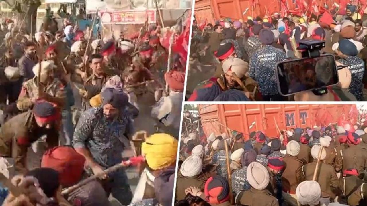 Massive protest by farmers outside Bhagwant Mann's house; cops resort to lathicharge Massive protest by farmers outside Bhagwant Mann's house; cops resort to lathicharge