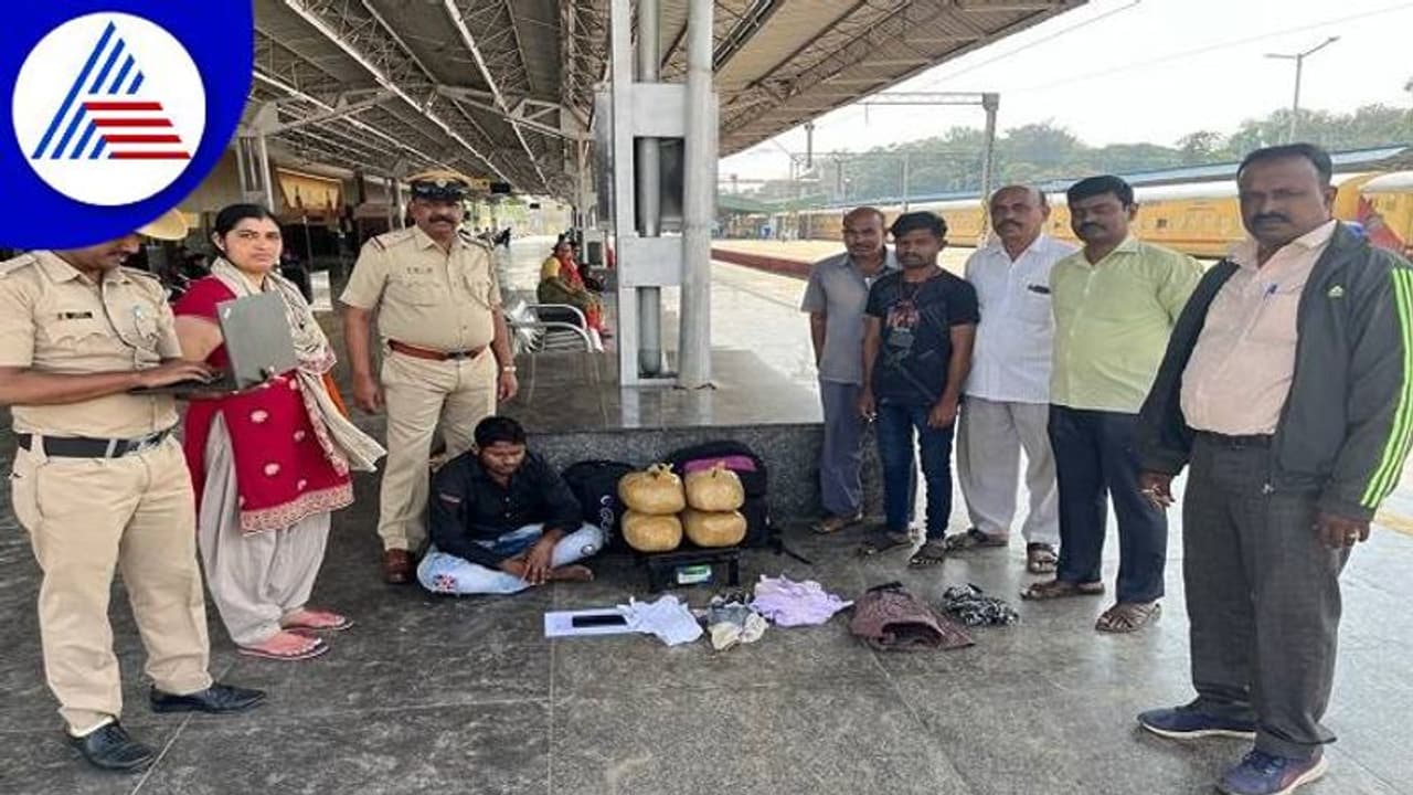 ಬೆಂಗಳೂರು: ರೈಲಿನಲ್ಲಿ ಗಾಂಜಾ ಸಾಗಿಸುತ್ತಿದ್ದ ಕಿಡಿಗೇಡಿ ಬಂಧನ ಬೆಂಗಳೂರು: ರೈಲಿನಲ್ಲಿ ಗಾಂಜಾ ಸಾಗಿಸುತ್ತಿದ್ದ ಕಿಡಿಗೇಡಿ ಬಂಧನ