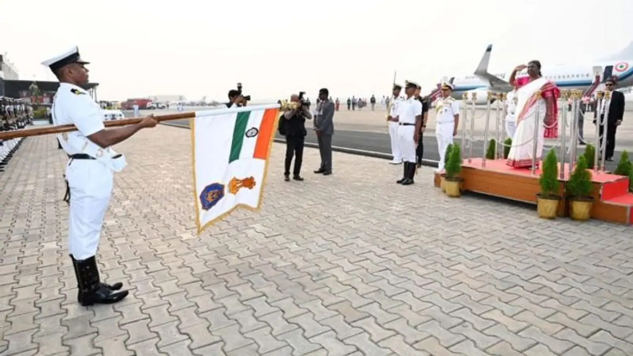 President approves newly designed President's Standard and Colour, Indian Navy crest President approves newly designed President's Standard and Colour, Indian Navy crest