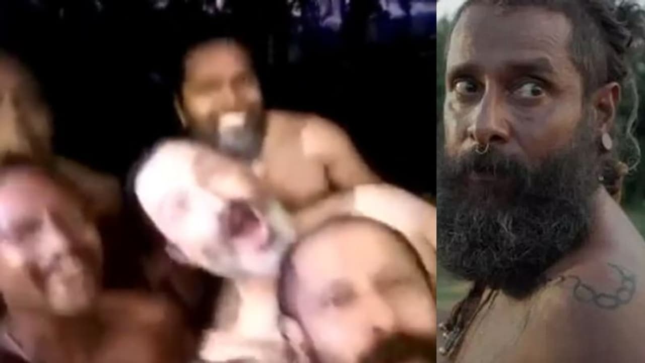 വെള്ളത്തില്‍ ചാടി രസിച്ച് വിക്രമും സംഘവും, വീഡിയോ