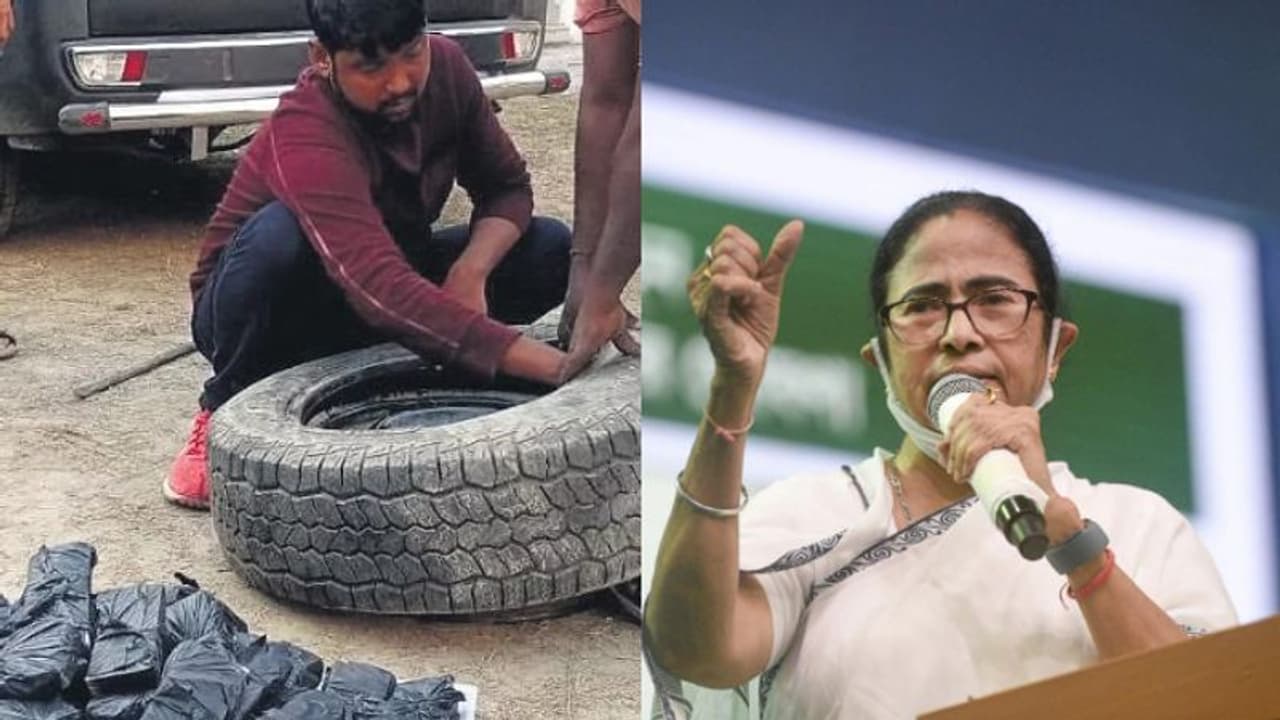 എസ്യുവിന്റെ സ്റ്റെപ്പിനി ടയറിൽ നിന്ന് പിടിച്ചെടുത്തത് 94 ലക്ഷം രൂപ, ബിജെപിക്കെതിരെ രൂക്ഷവിമർശനവുമായി മമത എസ്യുവിന്റെ സ്റ്റെപ്പിനി ടയറിൽ നിന്ന് പിടിച്ചെടുത്തത് 94 ലക്ഷം രൂപ, ബിജെപിക്കെതിരെ രൂക്ഷവിമർശനവുമായി മമത