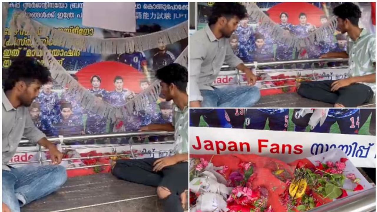 അന്നാലും എന്‍റെ ജപ്പാനെ! നെഞ്ചുനീറി കേരളത്തിലെ ആരാധകർ, ഫ്ലെക്സിന് മുന്നില്‍ ചന്ദനത്തിരി കത്തിച്ച് പ്രാര്‍ത്ഥന