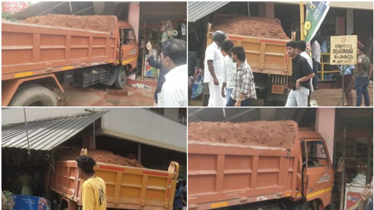 കെഎസ്ആർടിസി ബസ് പിന്നിലിടിച്ചു; നിയന്ത്രണം വിട്ട ടിപ്പർ പലചരക്ക് കടയിലേക്ക് ഇടിച്ചു കയറി അപകടം കെഎസ്ആർടിസി ബസ് പിന്നിലിടിച്ചു; നിയന്ത്രണം വിട്ട ടിപ്പർ പലചരക്ക് കടയിലേക്ക് ഇടിച്ചു കയറി അപകടം