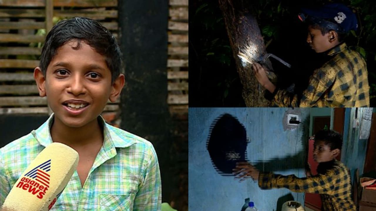 റബ്ബർ വെട്ട് മുതൽ കന്നുകാലി വളർത്തൽ വരെ; കുടുംബത്തിന് താങ്ങായി 13കാരന്റെ അധ്വാനം റബ്ബർ വെട്ട് മുതൽ കന്നുകാലി വളർത്തൽ വരെ; കുടുംബത്തിന് താങ്ങായി 13കാരന്റെ അധ്വാനം