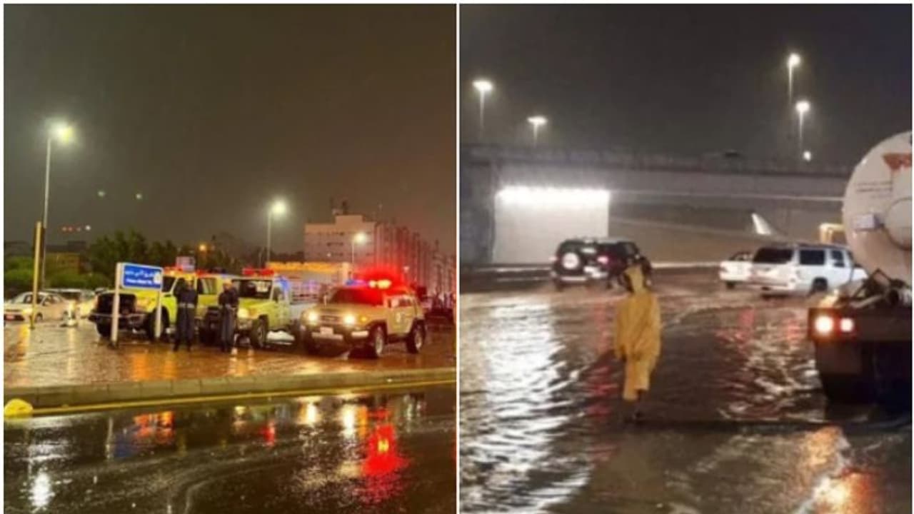 ജിദ്ദയില്‍ ശക്തമായ മഴ; അണ്ടര്‍പാസുകള്‍ അടച്ചു, വിമാനയാത്രക്കാര്‍ എയര്‍ലൈനുകളുമായി ബന്ധപ്പെടാന്‍ അറിയിപ്പ്