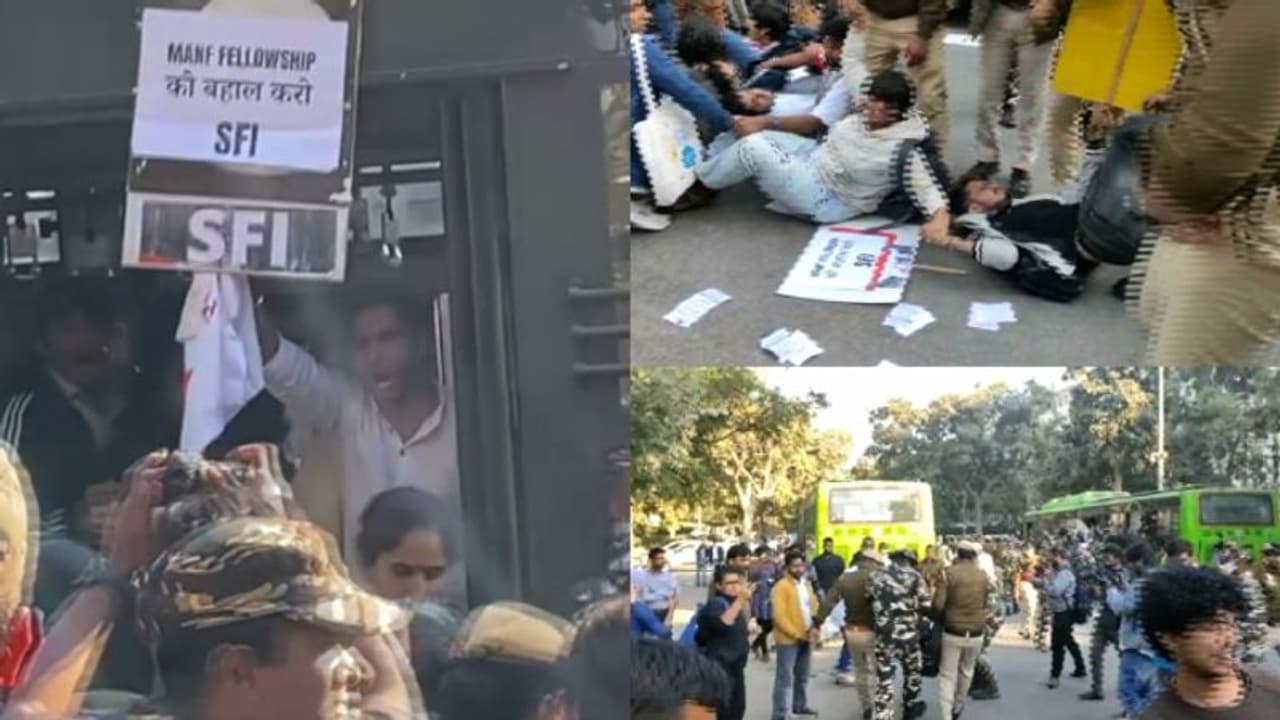 മൗലാനാ ആസാദ് ഫെല്ലോഷിപ്പ് തിരികെ കൊണ്ടുവരണമെന്ന് ആവശ്യം; ദില്ലിയിൽ എസ്എഫ്ഐ പ്രക്ഷോഭം മൗലാനാ ആസാദ് ഫെല്ലോഷിപ്പ് തിരികെ കൊണ്ടുവരണമെന്ന് ആവശ്യം; ദില്ലിയിൽ എസ്എഫ്ഐ പ്രക്ഷോഭം