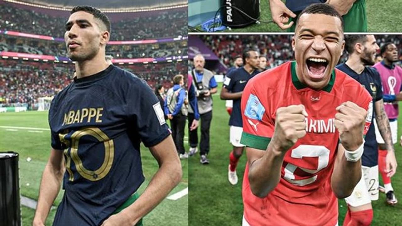 എംബാപ്പെ ആയി ഹക്കീമി, ഹക്കീമിയായി എംബാപ്പെ; ഫുട്ബോളില്‍ ഇതിലും സുന്ദരമായൊരു സൗഹൃദ കാഴ്ചയില്ലെന്ന് ആരാധകര്‍