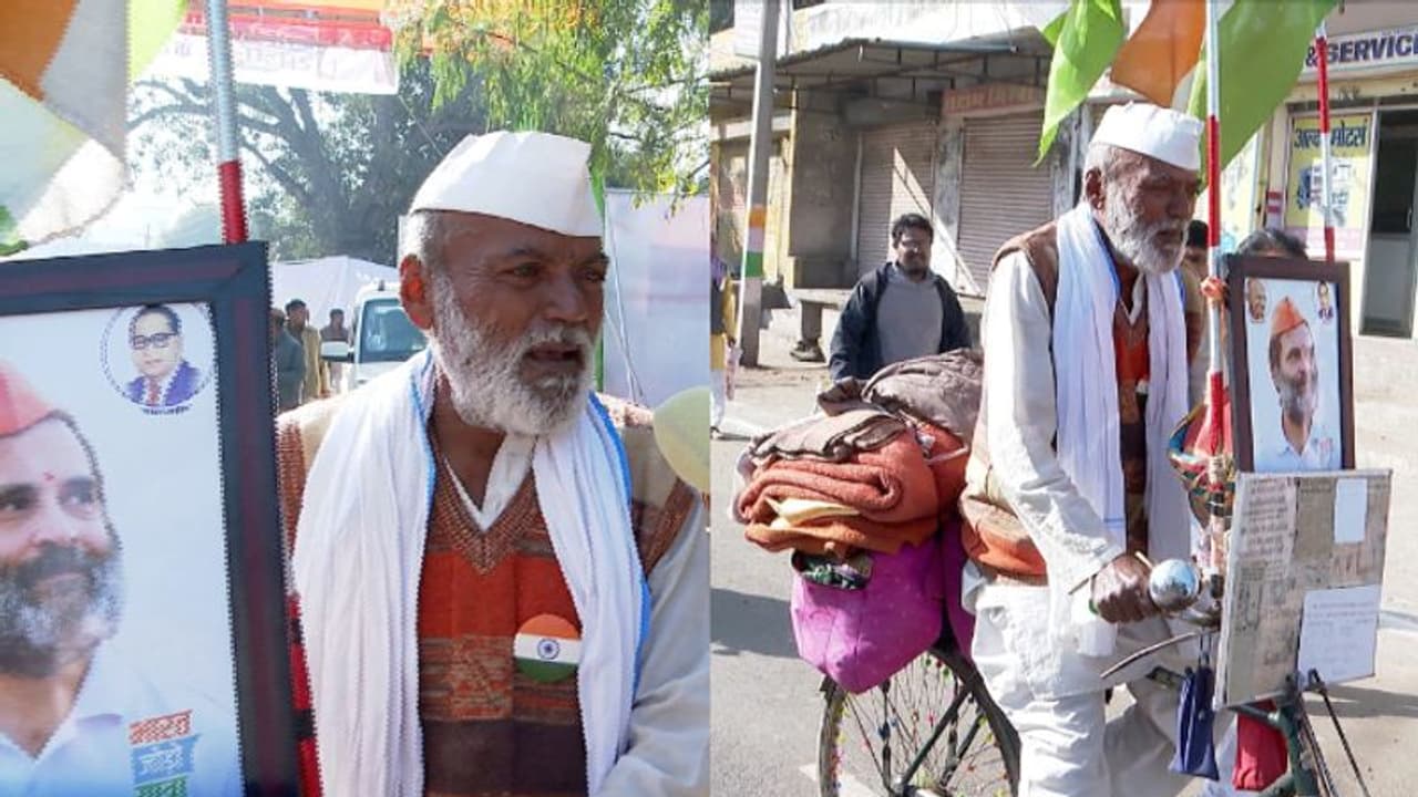'രാജ്യത്തെ ഒന്നിപ്പിക്കാനാണീ യാത്ര'; ഭാരത് ജോഡോ യാത്രയ്ക്കൊപ്പം സൈക്കിളുമായി 60 വയസുകാരന്‍