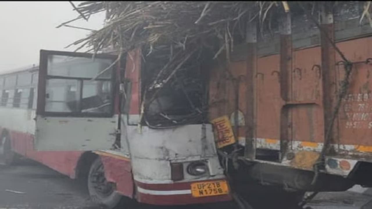 अमरोहा: हाईवे पर खड़े गन्ने से लदे ट्रक में जा घुसी रोडवेज बस, कोहरे की वजह से हुए हादसे में 9 यात्री घायल अमरोहा: हाईवे पर खड़े गन्ने से लदे ट्रक में जा घुसी रोडवेज बस, कोहरे की वजह से हुए हादसे में 9 यात्री घायल