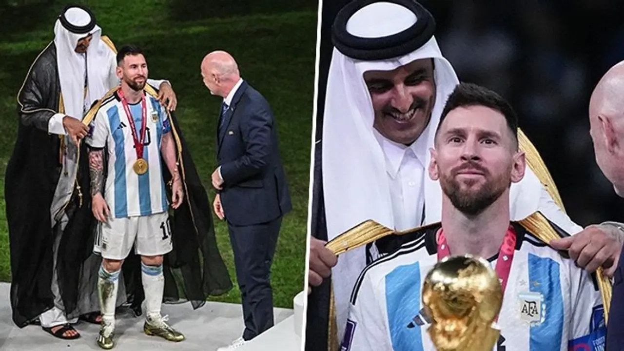 Did Emir of Qatar photo bomb Messi's greatest moment by draping black robe? War of words rages on