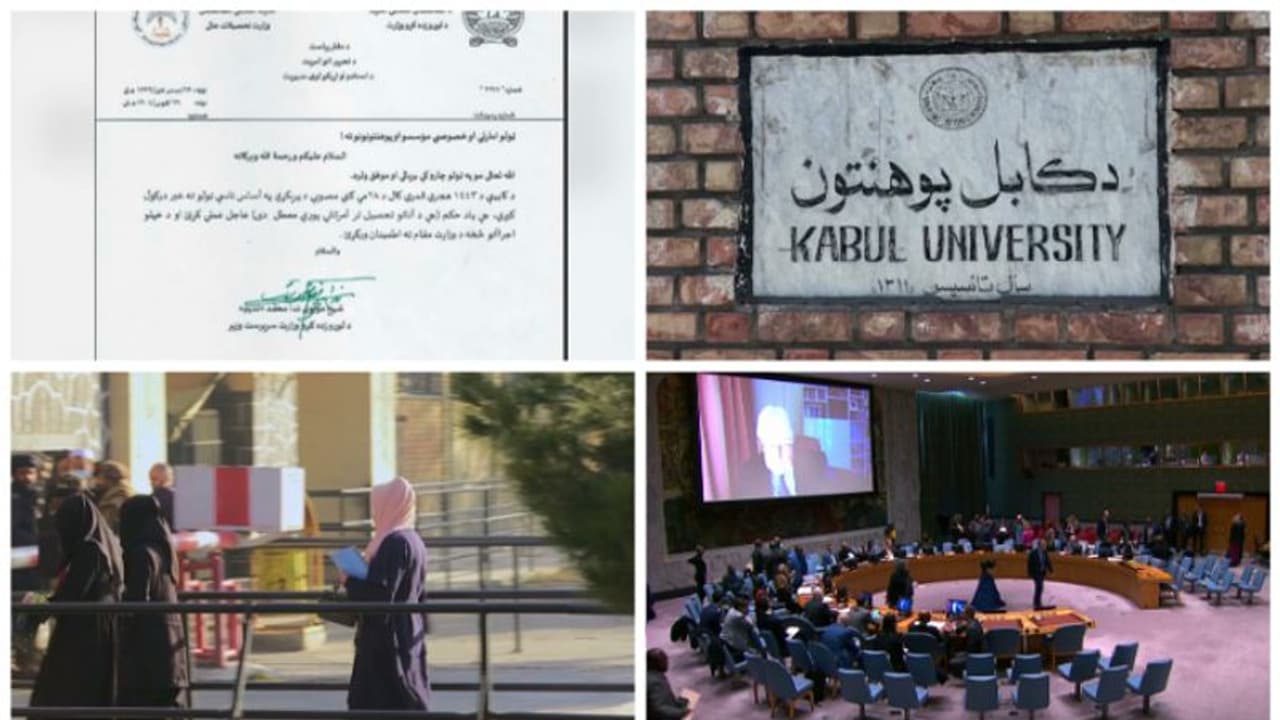 'സർവകലാശാലകളിൽ പ്രവേശിക്കരുത്'; പെൺകുട്ടികളെ വിലക്കി താലിബാൻ, അപലപിച്ച് യുഎൻ 'സർവകലാശാലകളിൽ പ്രവേശിക്കരുത്'; പെൺകുട്ടികളെ വിലക്കി താലിബാൻ, അപലപിച്ച് യുഎൻ