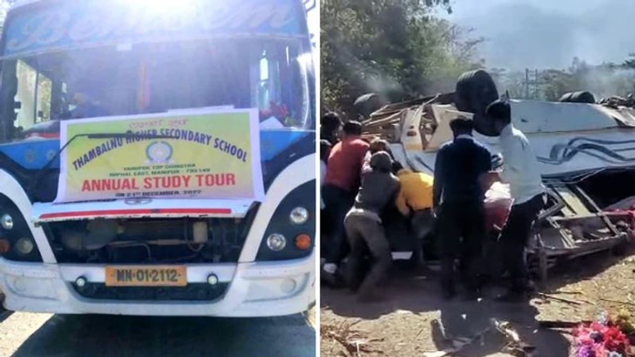 திடீரென கவிழ்ந்த பள்ளி பேருந்து.. ஆய்வு சுற்றுலாவுக்கு சென்ற போது ஏற்பட்ட விபரீதம் !! திடீரென கவிழ்ந்த பள்ளி பேருந்து.. ஆய்வு சுற்றுலாவுக்கு சென்ற போது ஏற்பட்ட விபரீதம் !!