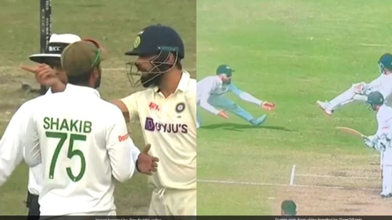 പുറത്തായപ്പോൾ കളിയാക്കിയതിന് ബംഗ്ലാ താരത്തോട് കലിപ്പ്, മൂന്ന് ക്യാച്ച് മിസ്; കിങ് കോലിക്ക് കലികാലം പുറത്തായപ്പോൾ കളിയാക്കിയതിന് ബംഗ്ലാ താരത്തോട് കലിപ്പ്, മൂന്ന് ക്യാച്ച് മിസ്; കിങ് കോലിക്ക് കലികാലം