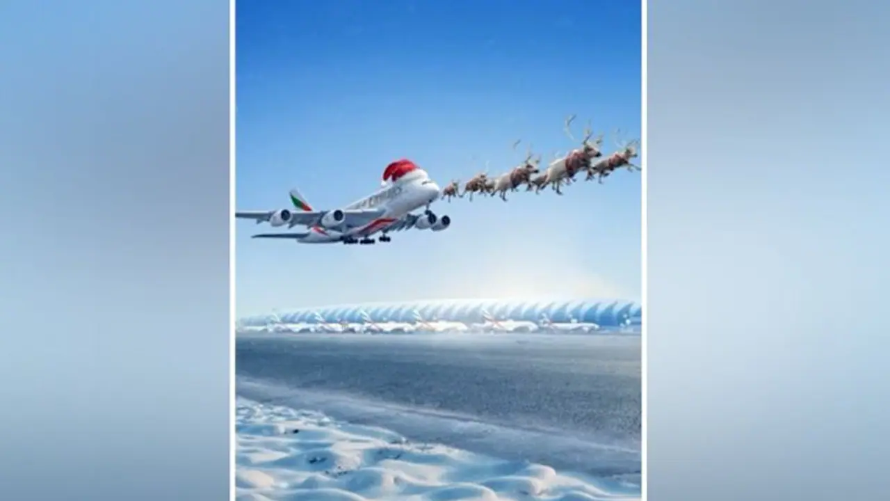 Emirates Christmas post showing Airbus 'wearing' Santa hat with reindeers goes viral