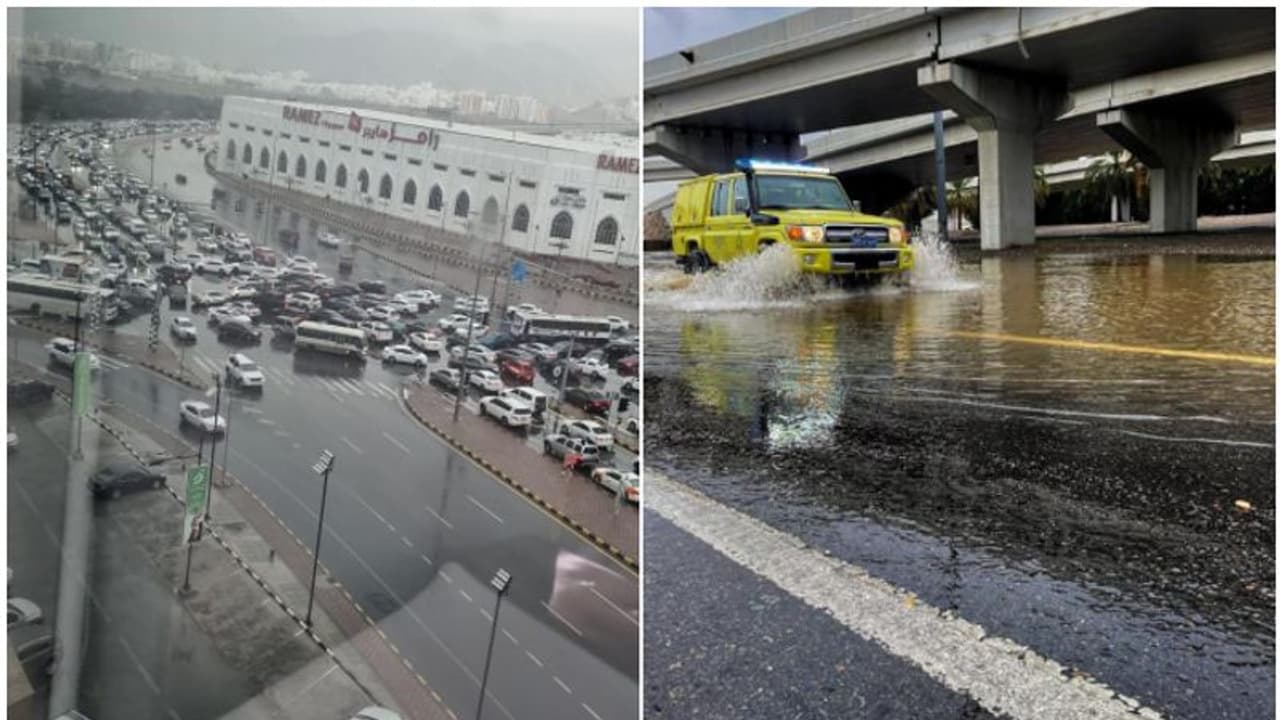 കനത്ത മഴ; മസ്കറ്റിൽ ഗതാഗതം തടസ്സപ്പെട്ടു കനത്ത മഴ; മസ്കറ്റിൽ ഗതാഗതം തടസ്സപ്പെട്ടു