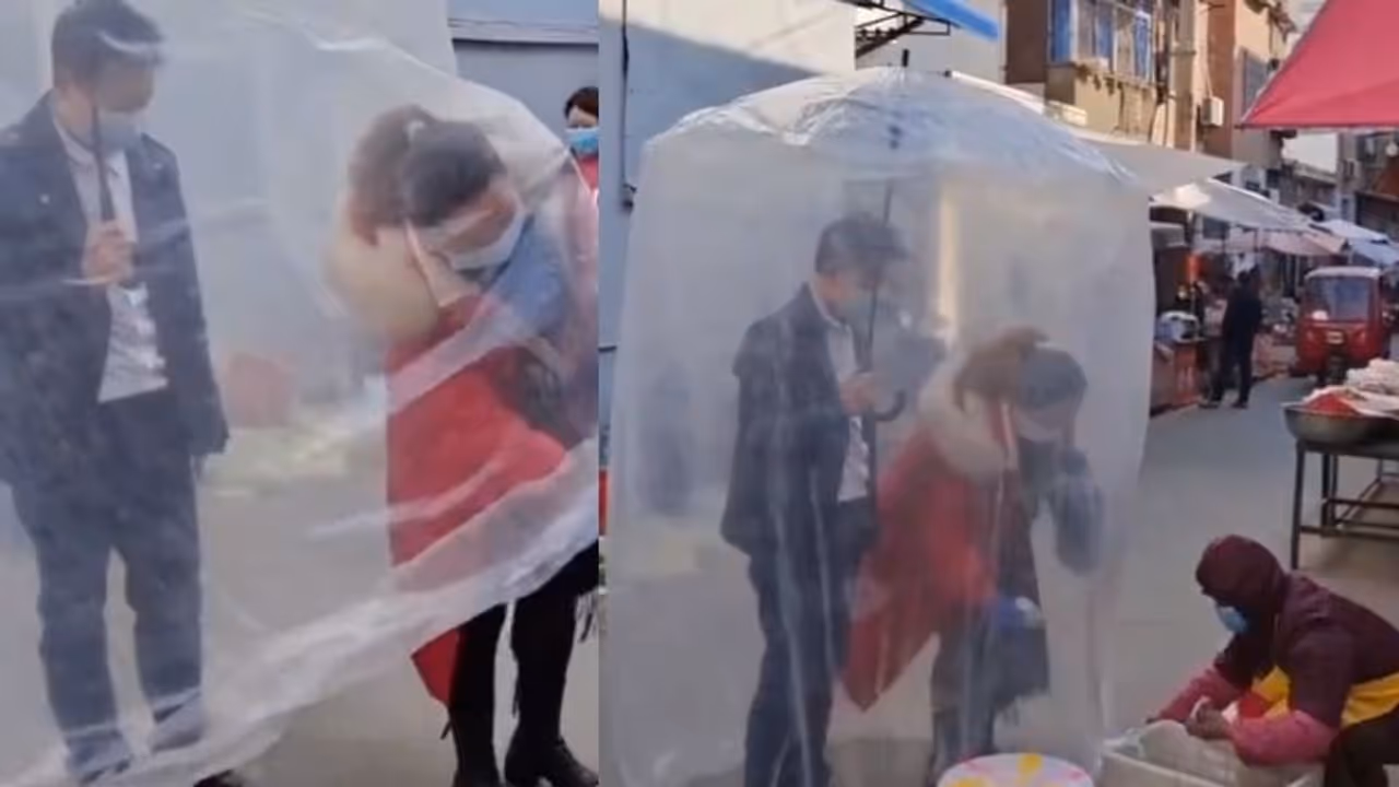 ತರಕಾರಿ ಖರೀದಿಸಲು ವಿಚಿತ್ರ ವೇಷದಲ್ಲಿ ಬಂದ ಚೀನಾ ದಂಪತಿ... ವಿಡಿಯೋ ವೈರಲ್ 