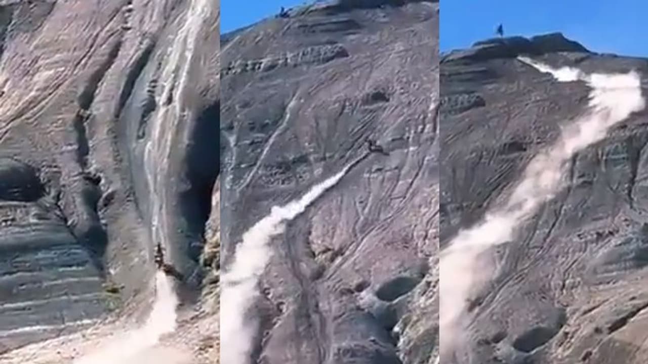 ಬೈಕಲ್ಲೇ ಬೃಹದಾಕಾರದ ಕಲ್ಲಿನ ಬೆಟ್ಟವೇರಿ ಬೈಕರ್ ಸಾಹಸ : ವಿಡಿಯೋ ವೈರಲ್