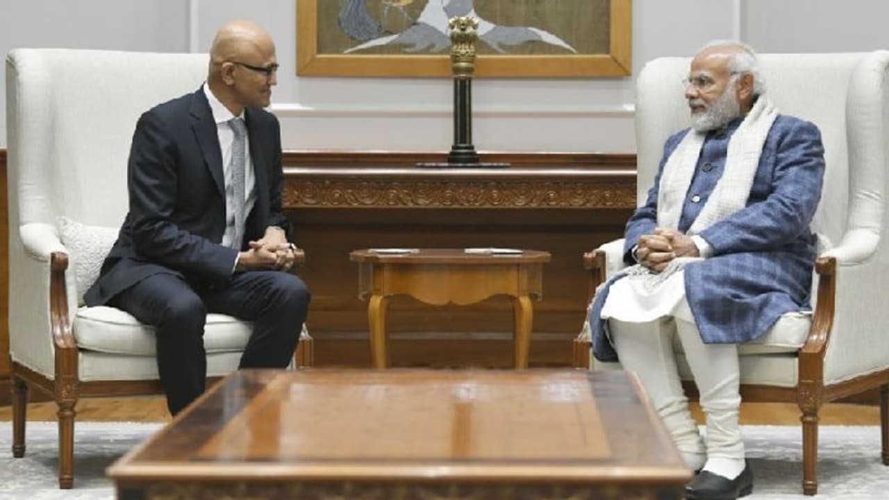 ಪ್ರಧಾನಿ ಮೋದಿ ಭೇಟಿ ಮಾಡಿದ ಮೈಕ್ರೋಸಾಫ್ಟ್ ಸಿಇಒ ಸತ್ಯ ನಾಡೆಲ್ಲಾ 
