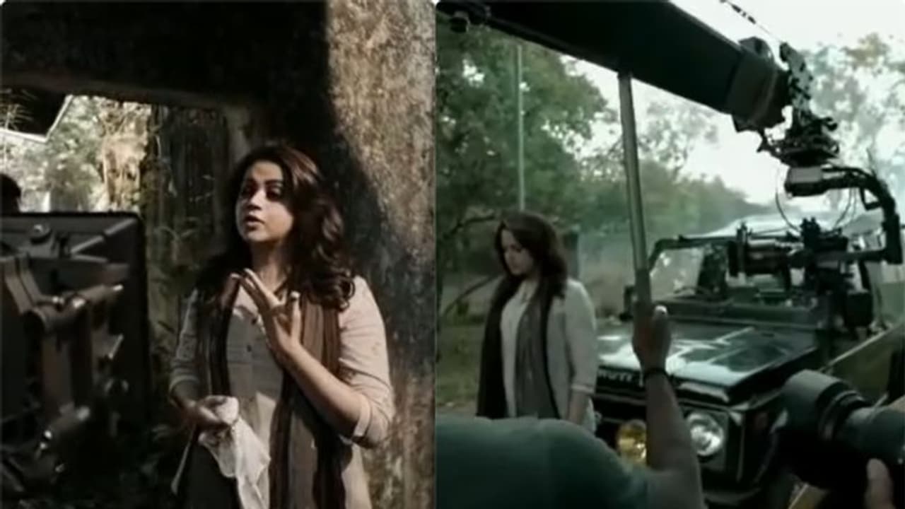  ഷാജി കൈലാസിന്റെ ഹൊറര്‍ ത്രില്ലർ; വൻ തിരിച്ചുവരവിന് ഭാവന; 'ഹണ്ട്' മേക്കിം​ഗ് വീഡിയോ