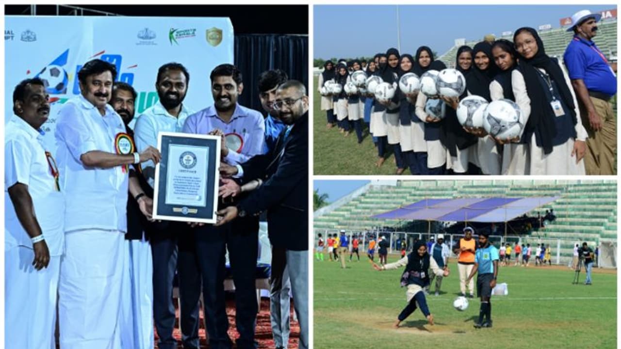 പന്ത് തട്ടി ഗിന്നസ് റെക്കോർഡിൽ ഇടം നേടി മലപ്പുറം പന്ത് തട്ടി ഗിന്നസ് റെക്കോർഡിൽ ഇടം നേടി മലപ്പുറം