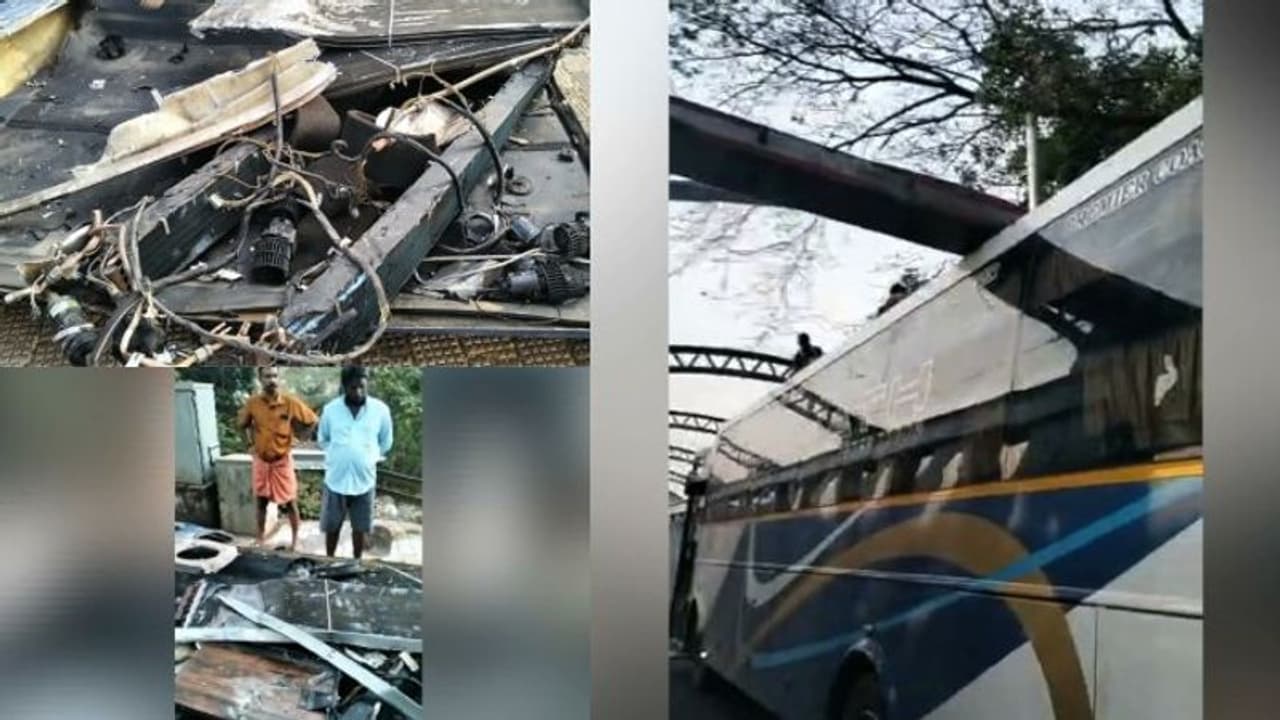 ഫറോക്ക് പഴയ പാലത്തിൽ വീണ്ടും അപകടം: ശബരിമല തീർത്ഥാടകരുടെ ബസ് കമാനത്തിൽ ഇടിച്ച് തകർന്നു