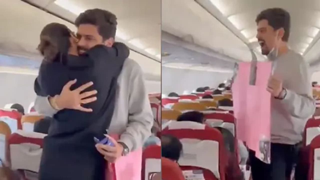 കയ്യിൽ പോസ്റ്ററുമായി, ആകാശത്ത് വെച്ചൊരു വിവാഹാഭ്യര്‍ത്ഥന; 'സസ്പെന്‍സ്' നിറഞ്ഞ വീഡിയോ