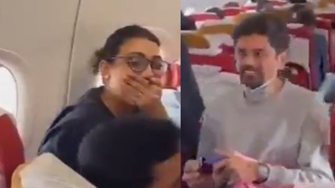 എയര് ഇന്ത്യ വിമാനത്തില് യുവാവിന്റെ വിവാഹാഭ്യര്ത്ഥന, ചിരിയോടെ സ്വീകരിച്ച് യുവതി! എയര് ഇന്ത്യ വിമാനത്തില് യുവാവിന്റെ വിവാഹാഭ്യര്ത്ഥന, ചിരിയോടെ സ്വീകരിച്ച് യുവതി!