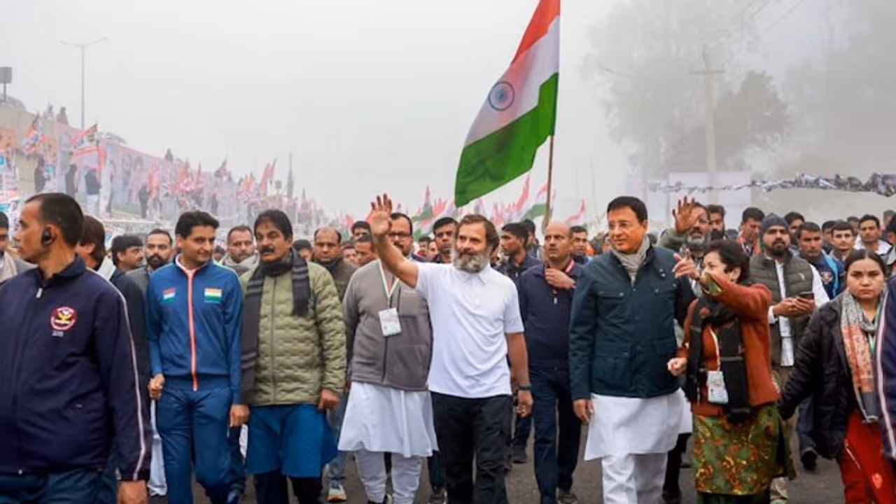 Security Breach at Bharat Jodo Yatra as man hugs Rahul Gandhi in Punjab's Hoshiarpur; gets pulled away