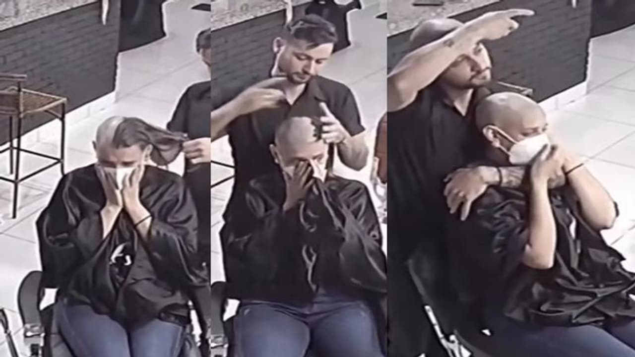 ಕ್ಯಾನ್ಸರ್ ಪೀಡಿತ ಸ್ನೇಹಿತೆಗಾಗಿ ತನ್ನ ತಲೆನೂ ಬೋಳಿಸಿಕೊಂಡ ಬಾರ್ಬರ್... ಭಾವುಕ ವಿಡಿಯೋ