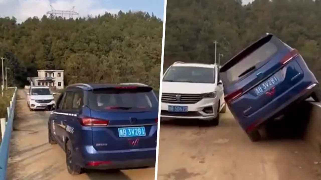SUV driver skills on narrow bridge impressed netizens; watch viral video 