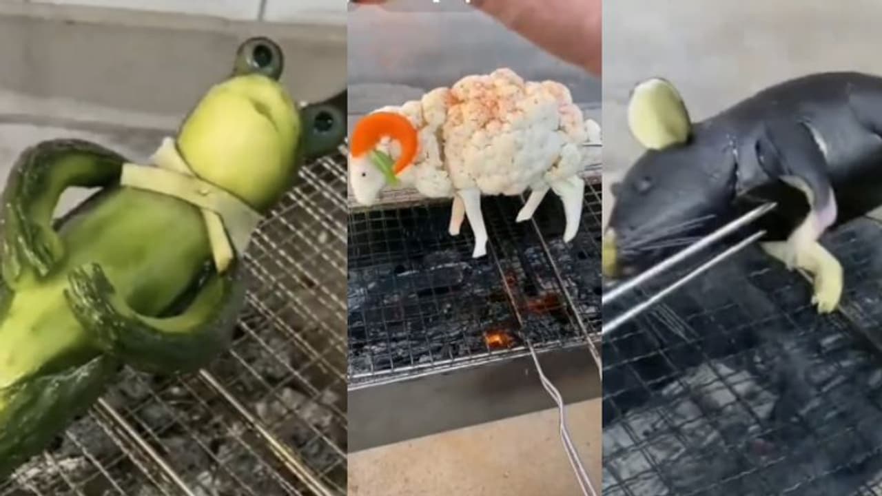 തവളയെ പോലെ വെള്ളരിക്ക, എലിയെ പോലെ വഴുതനങ്ങ; വൈറലായി വീഡിയോ 