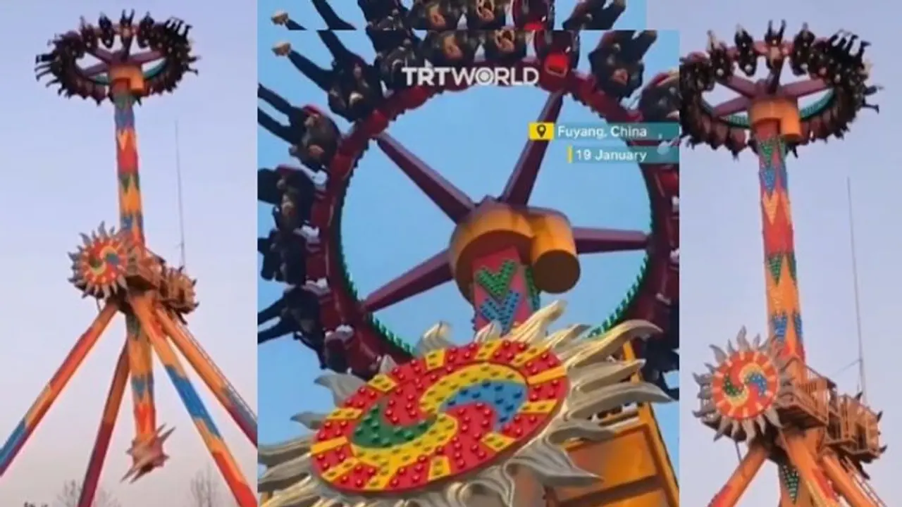 ಮಧ್ಯದಲ್ಲೇ ಸ್ಥಗಿತಗೊಂಡ ಯಂತ್ರ: ತಲೆಕೆಳಗಾಗಿ ನೇತಾಡಿದ ಪ್ರವಾಸಿಗರು : ವಿಡಿಯೋ