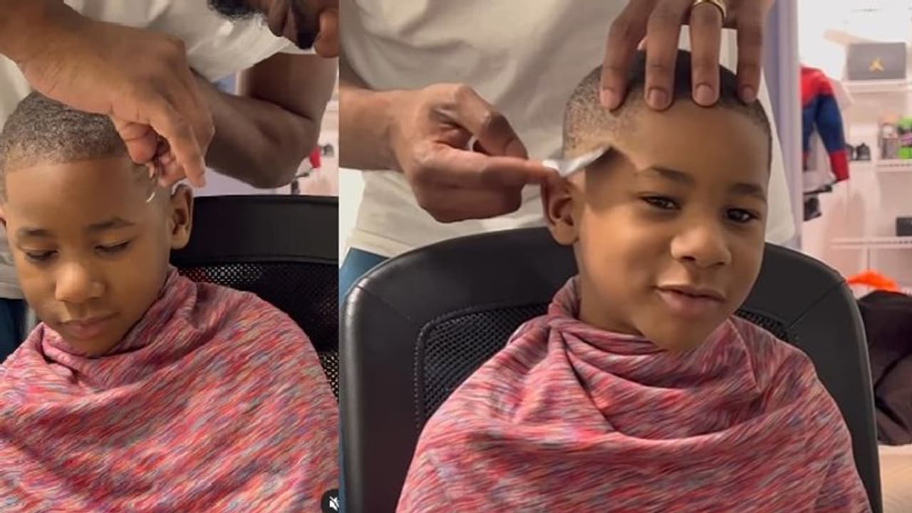 ಮಗನ ತಲೆಗೆ ಚಮಚದಿಂದ ಬ್ಯೂಟಿಫುಲ್ ಶೇಪ್ ನೀಡಿದ ಪಪ್ಪಾ... ವೈರಲ್ ವಿಡಿಯೋ 