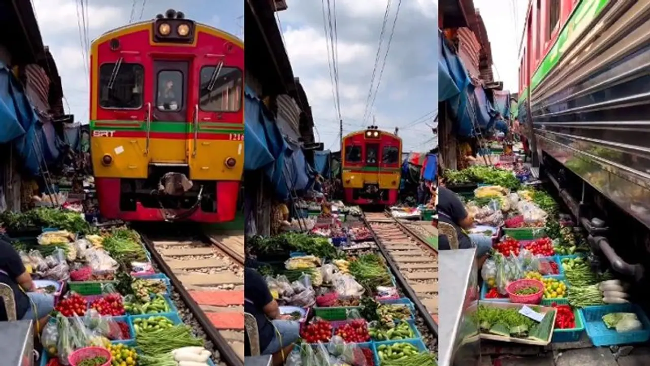 ರೈಲ್ವೆ ಹಳಿಯಲ್ಲೇ ತರಕಾರಿ ಮಾರ್ಕೆಟ್ : ವೈರಲ್ ವಿಡಿಯೋ 