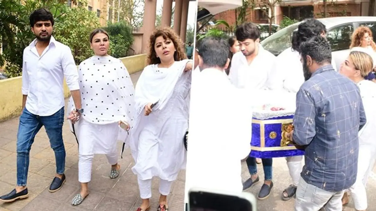 Rakhi Sawant's husband Adil seen by her side during her mother's final rites ceremony WATCH Rakhi Sawant's husband Adil seen by her side during her mother's final rites ceremony WATCH