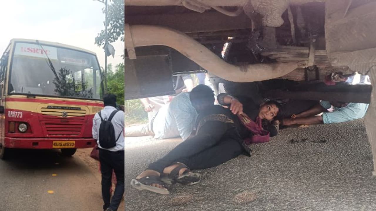 റോഡ് മുറിച്ച് കടക്കുമ്പോള്‍ ബസിന് അടിയിലേക്ക് വീണ യുവതിയെ മുടി മുറിച്ച് രക്ഷപ്പെടുത്തി