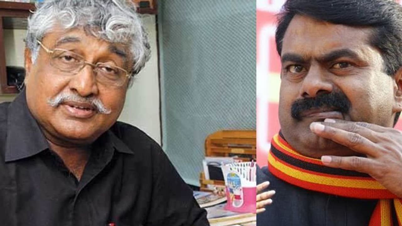 பாஜக இருக்கும் துணிச்சலில்தான் சீமான் இப்படி பேசுகிறார்.. அவரின் திமிரை அடக்கியே தீரணும்.. சுப.வீரபாண்டியன்.! பாஜக இருக்கும் துணிச்சலில்தான் சீமான் இப்படி பேசுகிறார்.. அவரின் திமிரை அடக்கியே தீரணும்.. சுப.வீரபாண்டியன்.!