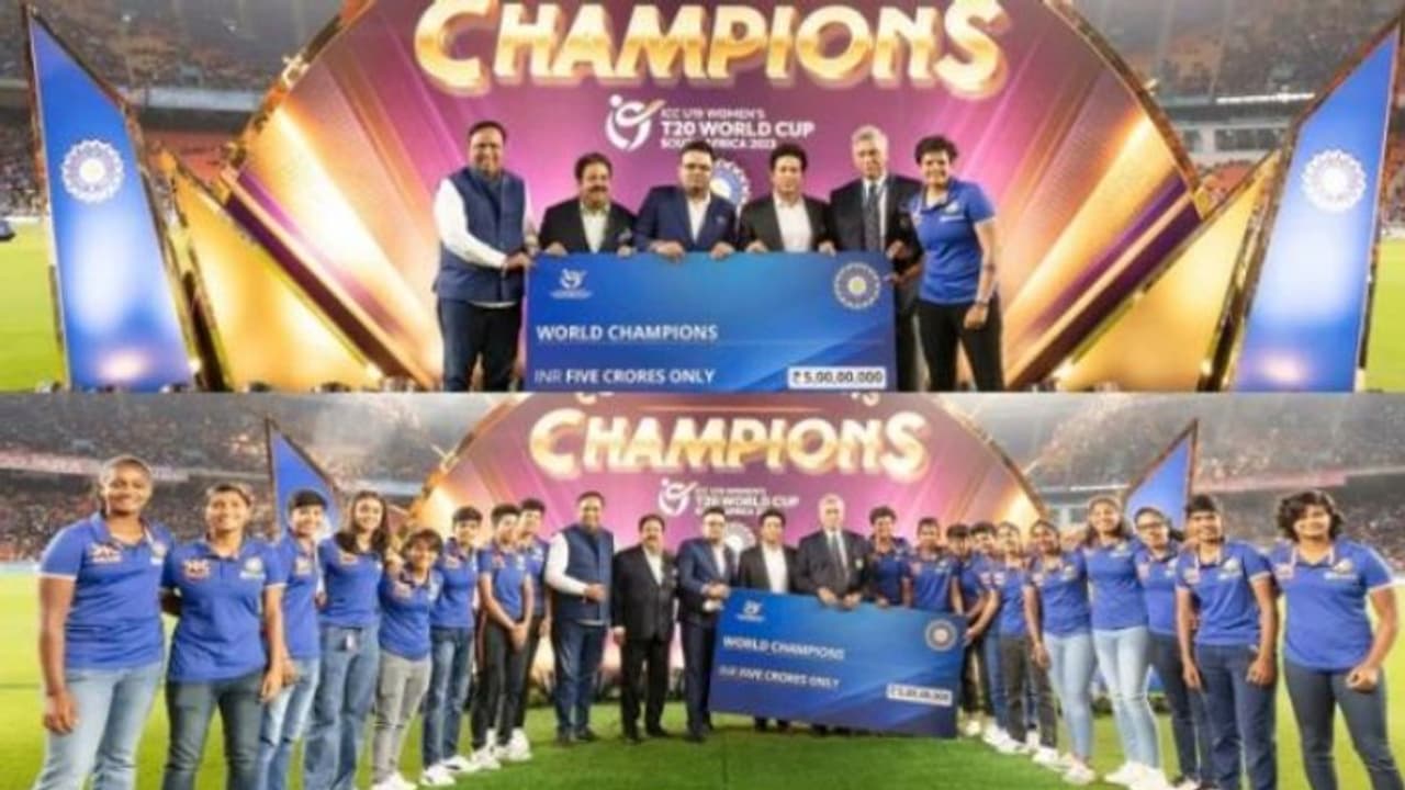 అండర్ 19 వరల్డ్ కప్ విజేతలకు నరేంద్ర మోడీ స్టేడియంలో ఘన సత్కారం.. సచిన్ ప్రశంసలు