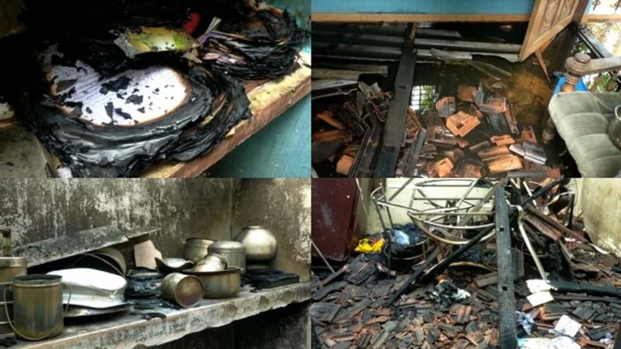 വൈക്കത്ത് മദ്യലഹരിയിൽ യുവാവ് സ്വന്തം വീടിന് തീയിട്ടു: വീട് കത്തിനശിച്ചു വൈക്കത്ത് മദ്യലഹരിയിൽ യുവാവ് സ്വന്തം വീടിന് തീയിട്ടു: വീട് കത്തിനശിച്ചു